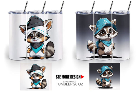Tumbler Wrap Cute Raccoon Sublimation artnoy 