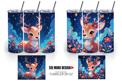 Tumbler Wrap Cute Reindeer Sublimation artnoy 