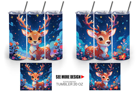 Tumbler Wrap Cute Reindeer Sublimation artnoy 