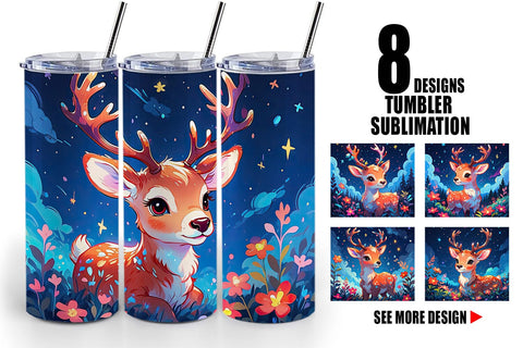 Tumbler Wrap Cute Reindeer Sublimation artnoy 
