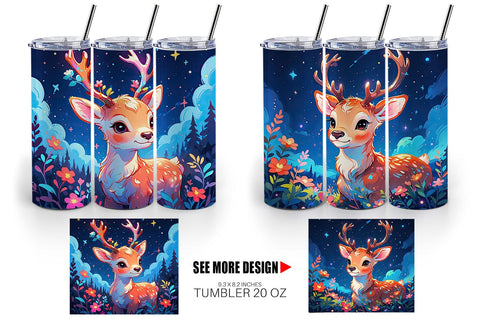 Tumbler Wrap Cute Reindeer Sublimation artnoy 
