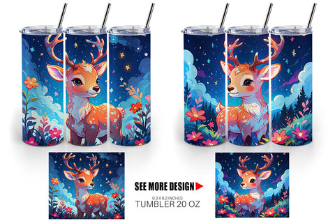 Tumbler Wrap Cute Reindeer Sublimation artnoy 