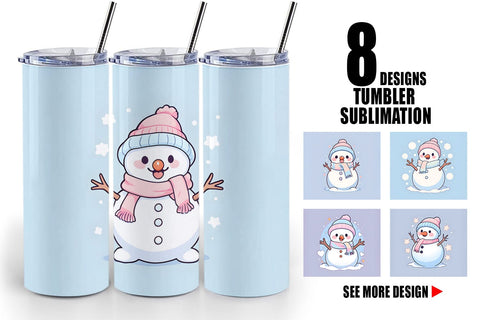 Tumbler Wrap Cute Snowman Illustration Sublimation artnoy 