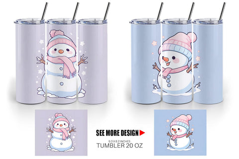 Tumbler Wrap Cute Snowman Illustration Sublimation artnoy 