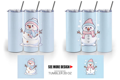 Tumbler Wrap Cute Snowman Illustration Sublimation artnoy 