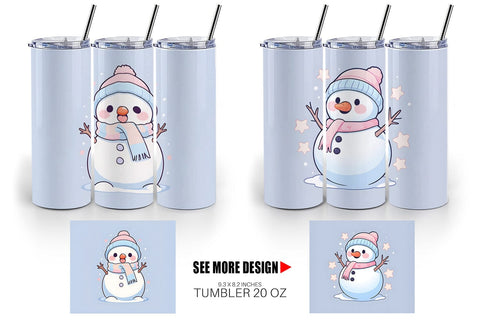 Tumbler Wrap Cute Snowman Illustration Sublimation artnoy 