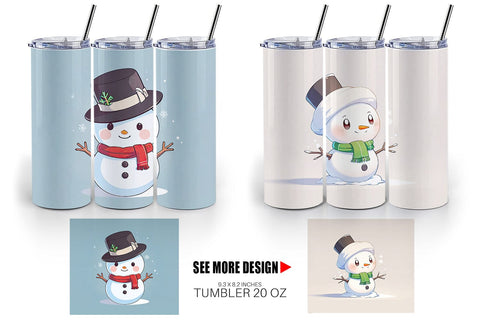 Tumbler Wrap Cute Snowman Sublimation artnoy 