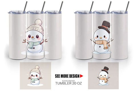 Tumbler Wrap Cute Snowman Sublimation artnoy 