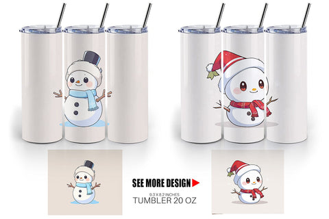 Tumbler Wrap Cute Snowman Sublimation artnoy 