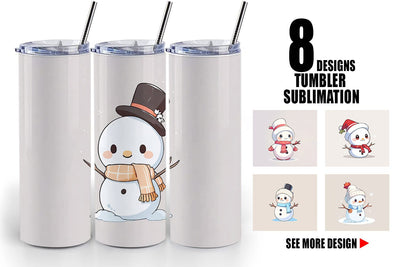 Tumbler Wrap Cute Snowman Sublimation artnoy 