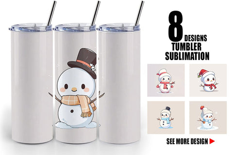 Tumbler Wrap Cute Snowman Sublimation artnoy 