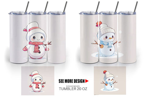 Tumbler Wrap Cute Snowman Sublimation artnoy 