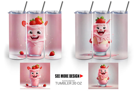 Tumbler Wrap Cute Strawberry Milkshake Sublimation artnoy 