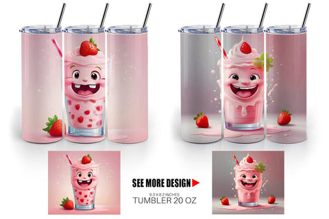 Tumbler Wrap Cute Strawberry Milkshake Sublimation artnoy 