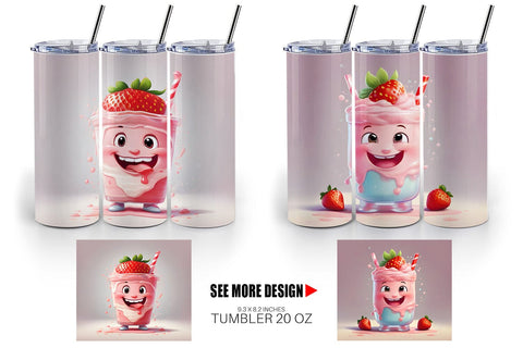 Tumbler Wrap Cute Strawberry Milkshake Sublimation artnoy 