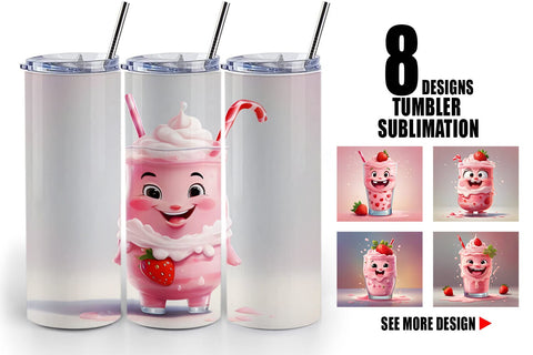 Tumbler Wrap Cute Strawberry Milkshake Sublimation artnoy 