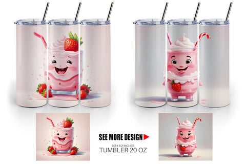 Tumbler Wrap Cute Strawberry Milkshake Sublimation artnoy 