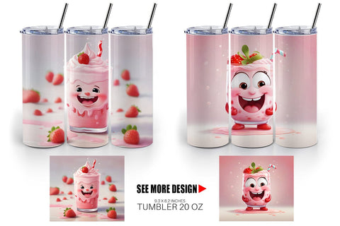 Tumbler Wrap Cute Strawberry Milkshake Sublimation artnoy 