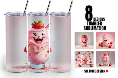 Tumbler Wrap Cute Strawberry Milkshake Sublimation artnoy 