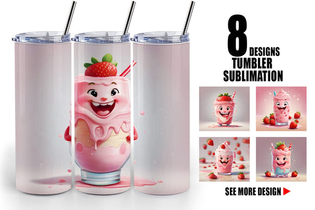 Tumbler Wrap Cute Strawberry Milkshake Sublimation artnoy 