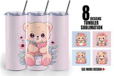 Tumbler Wrap Cute Teddy Bear Sublimation artnoy 