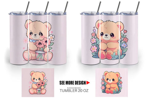 Tumbler Wrap Cute Teddy Bear Sublimation artnoy 
