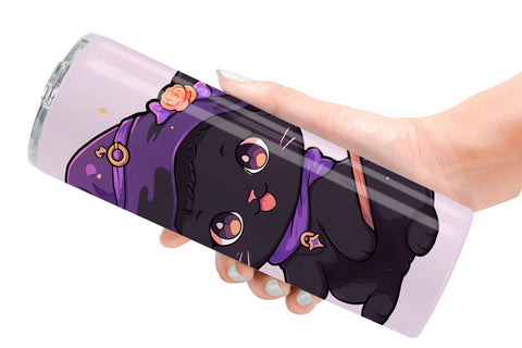 Tumbler Wrap Cute Witchy Cat Halloween Sublimation artnoy 