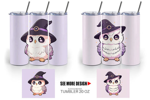 Tumbler Wrap Cute Witchy Owl Halloween Sublimation artnoy 