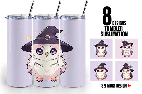 Tumbler Wrap Cute Witchy Owl Halloween Sublimation artnoy 