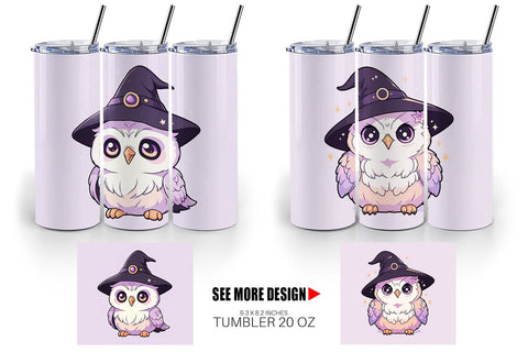 Tumbler Wrap Cute Witchy Owl Halloween Sublimation artnoy 