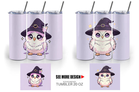 Tumbler Wrap Cute Witchy Owl Halloween Sublimation artnoy 