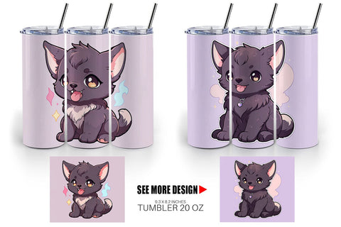 Tumbler Wrap Cute Wolf Halloween Sublimation artnoy 