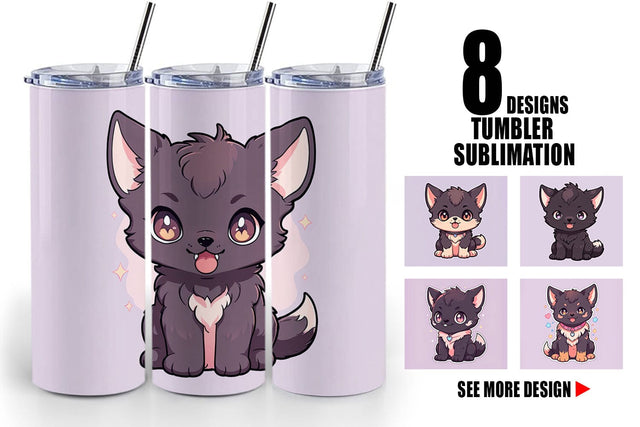 Tumbler Wrap Cute Wolf Halloween Sublimation artnoy 