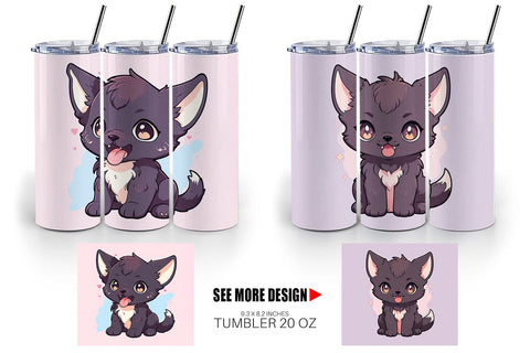 Tumbler Wrap Cute Wolf Halloween Sublimation artnoy 