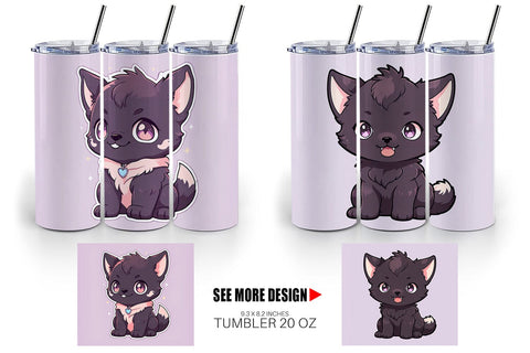 Tumbler Wrap Cute Wolf Halloween Sublimation artnoy 