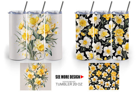 Tumbler Wrap Daffodil Pattern Sublimation artnoy 