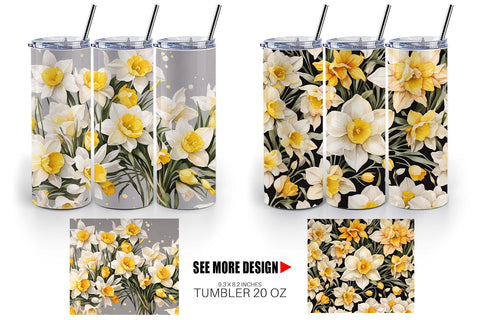 Tumbler Wrap Daffodil Pattern Sublimation artnoy 