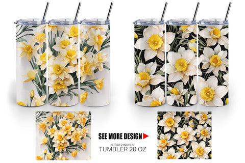 Tumbler Wrap Daffodil Pattern Sublimation artnoy 