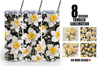 Tumbler Wrap Daffodil Pattern Sublimation artnoy 