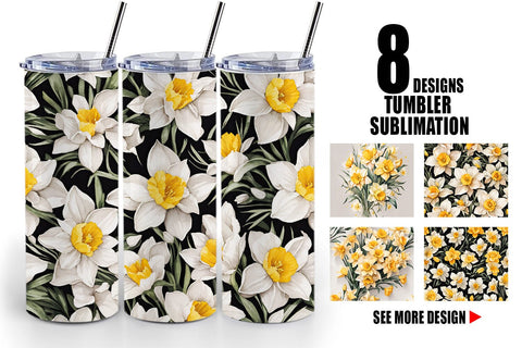Tumbler Wrap Daffodil Pattern Sublimation artnoy 