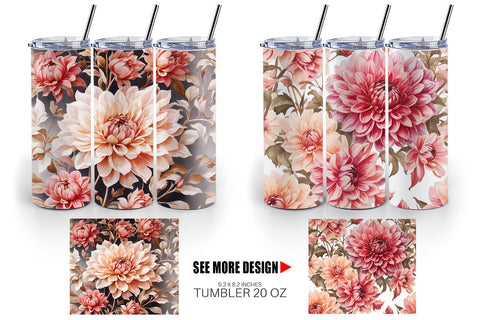 Tumbler Wrap Dahlia Pattern Sublimation artnoy 