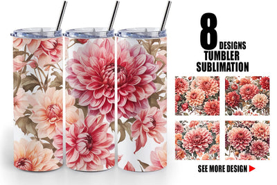 Tumbler Wrap Dahlia Pattern Sublimation artnoy 