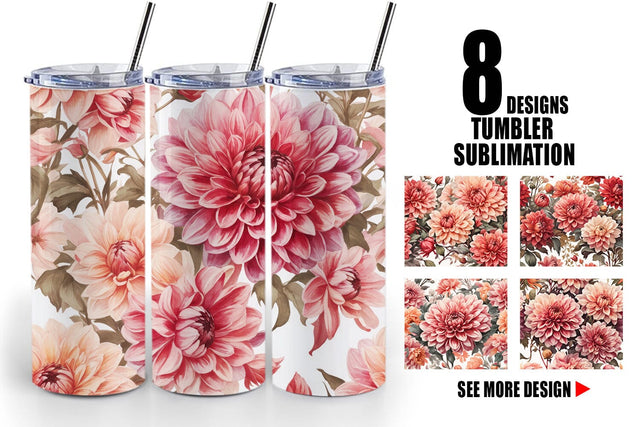 Tumbler Wrap Dahlia Pattern Sublimation artnoy 