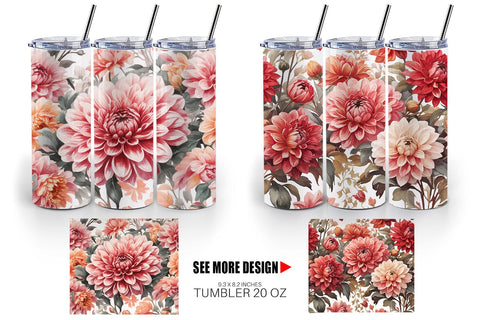 Tumbler Wrap Dahlia Pattern Sublimation artnoy 