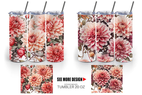 Tumbler Wrap Dahlia Pattern Sublimation artnoy 