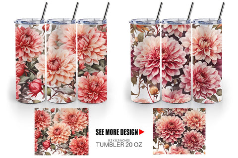 Tumbler Wrap Dahlia Pattern Sublimation artnoy 