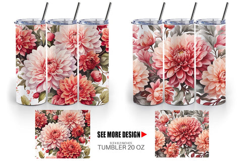 Tumbler Wrap Dahlia Pattern Sublimation artnoy 