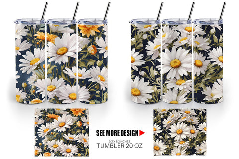 Tumbler Wrap Daisies Pattern Sublimation artnoy 