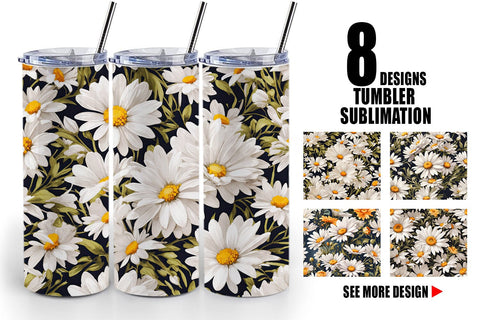 Tumbler Wrap Daisies Pattern Sublimation artnoy 