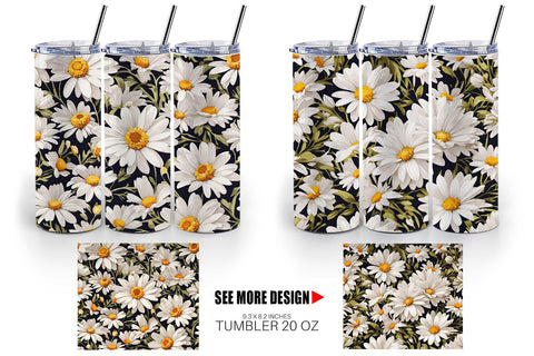 Tumbler Wrap Daisies Pattern Sublimation artnoy 